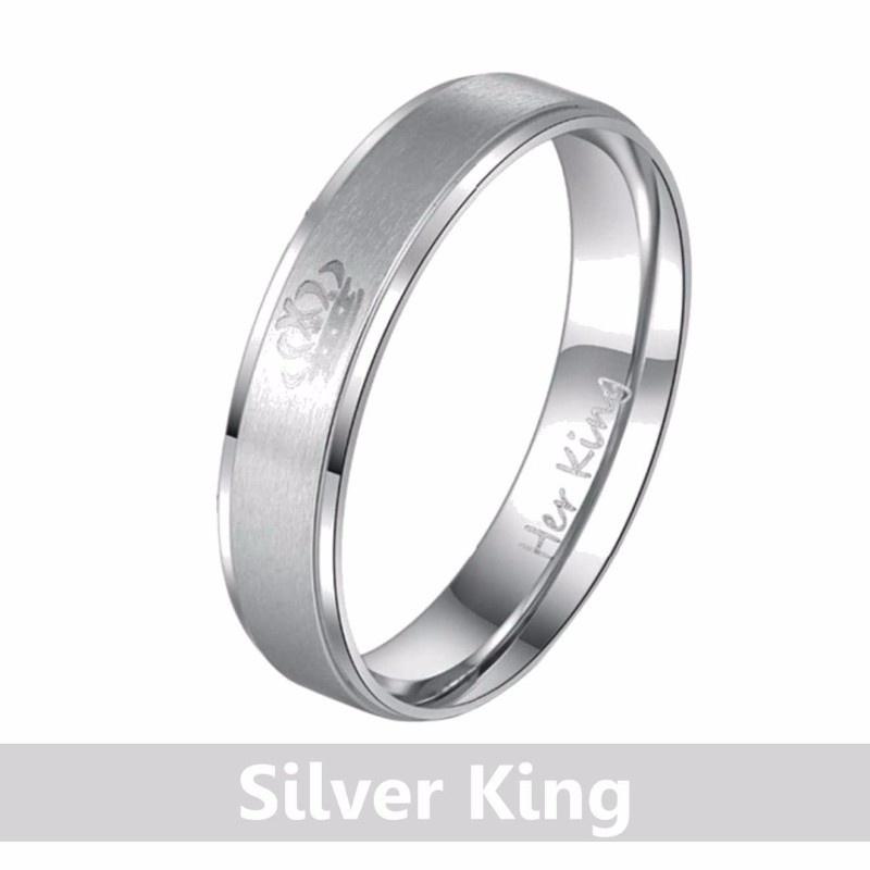 Романтические Рождественские Ювелирные Изделия Из Титановой Стали Королева Корона Корона Пара Кольцо Обручальные Юбилейные Кольца