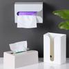 Wall Mounted Tissue Box Cover Space-saving Kitchen Organizer Creative Toilet Napkin Storage Adhesive Shelf Holder