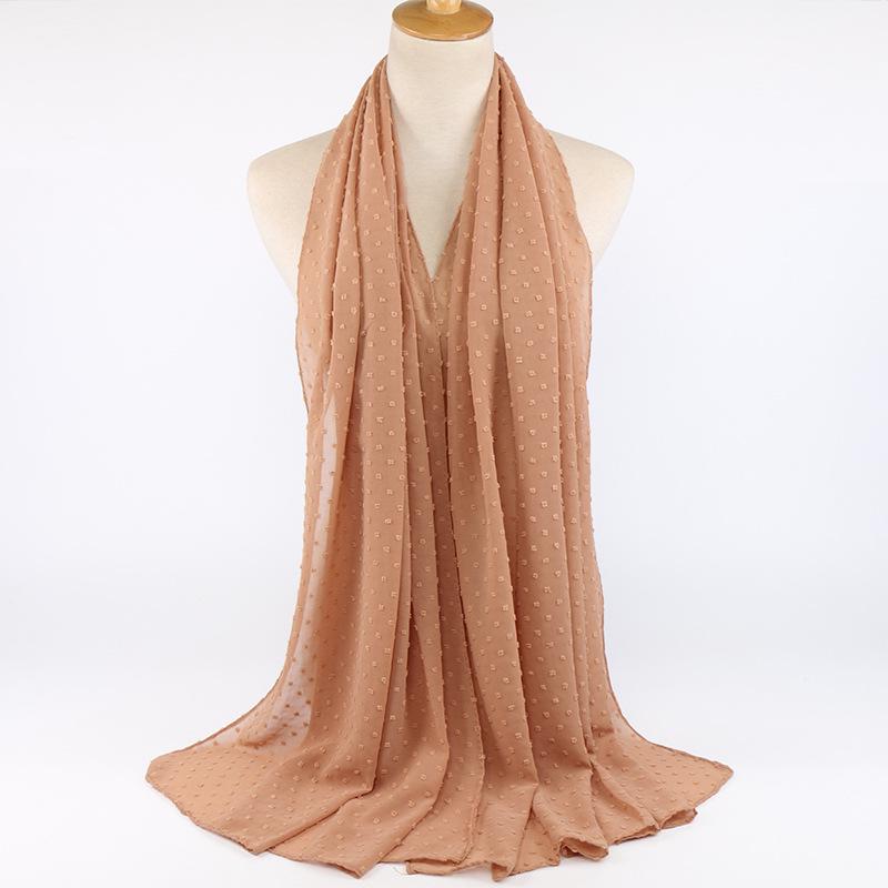 Hot Sale Autumn and Winter Fur Ball Thickened Chiffon Scarf Monochrome Muslim Female Scarf Shawl