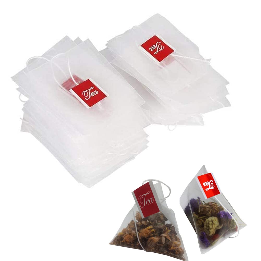 Aidour HM Tea Bags, Food-Grade Triangular Pyramid-Shaped Tea Bags, Empty Tea Bags, Filter Bags, 100 Count (6.58cm)