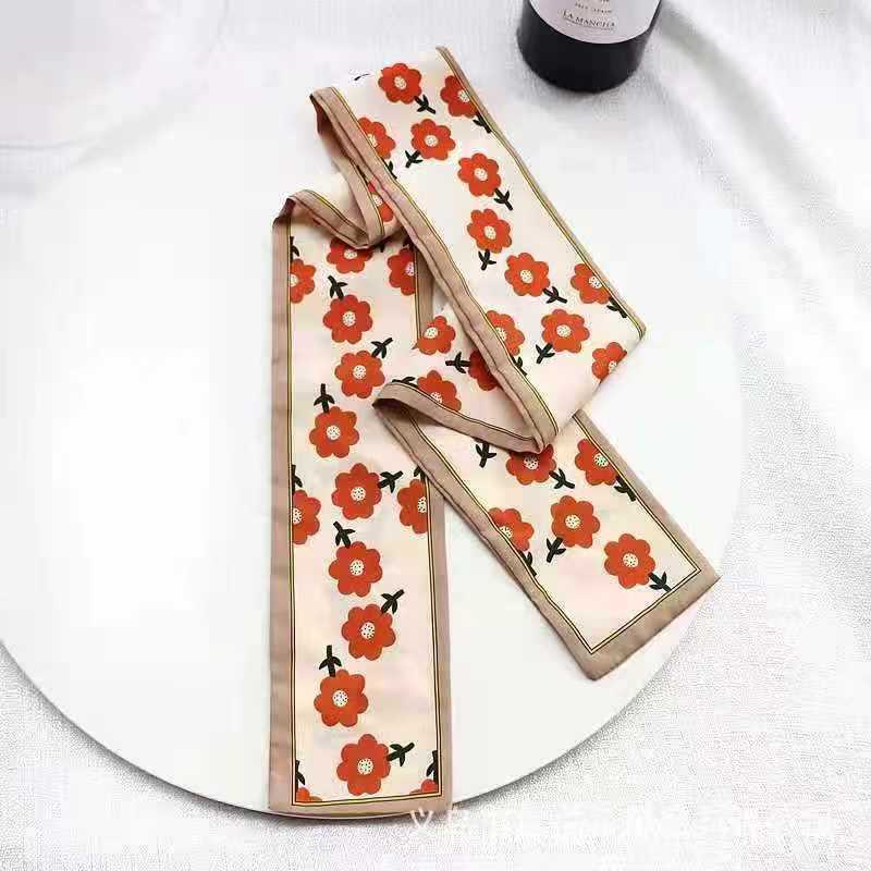 Маленький белый и нежно-зеленый шелковый шарф для женщин, тонкая лента, повязка на голову, резинка для волос, украшение для сумки, длинный