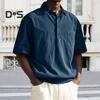 Мужская футболка с лацканами, короткий рукав, повседневная летняя футболка с нагрудным карманом, однотонная свободная футболка для офиса, отпуска, повседневная одежда