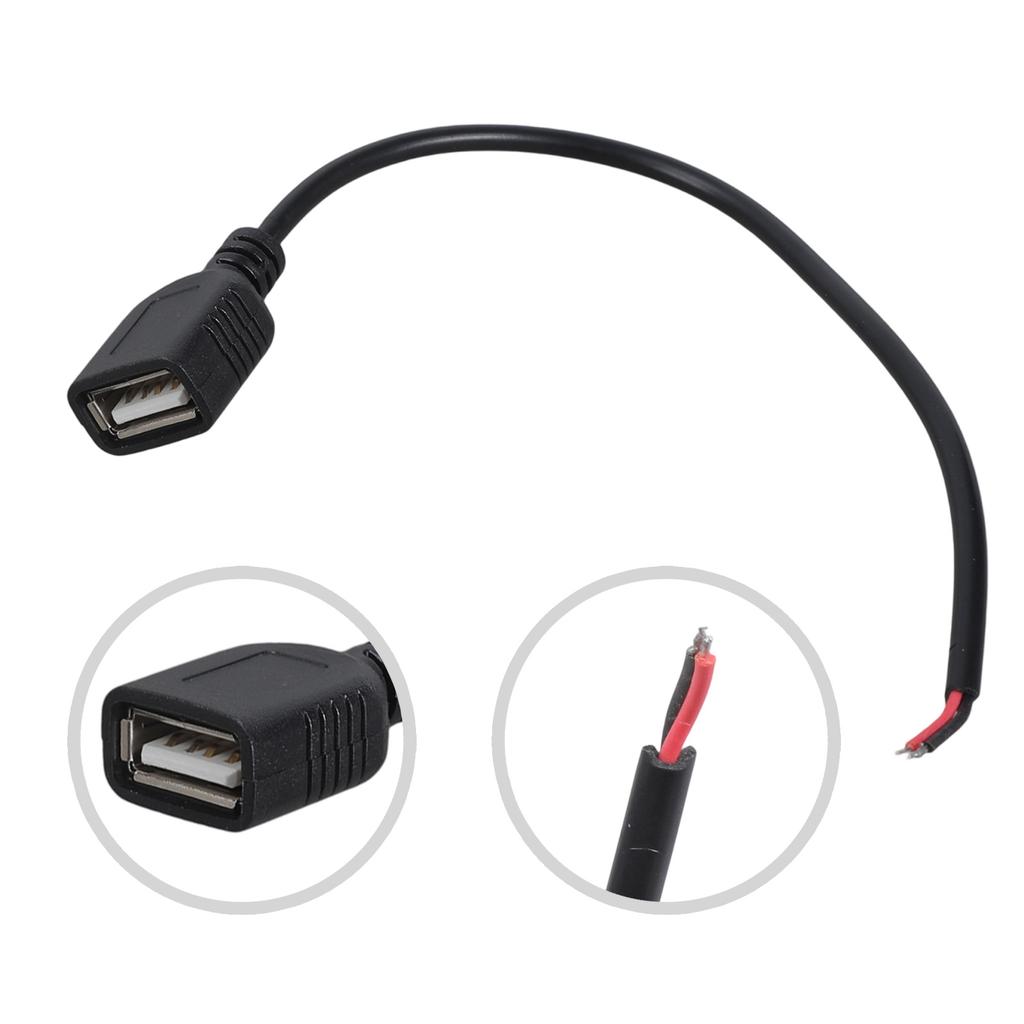 2 шт. USB-кабель-разветвитель с разъемом USB-мама и 2-контактным оголенным проводом, шнур питания 5 В с разъемами для DIY-электроники, прикроватной лампы, USB-вентилятора
