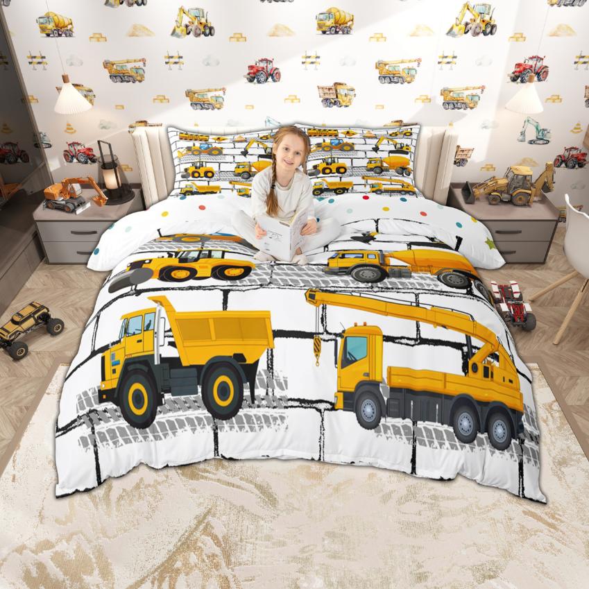 Homewish Мультяшный Автомобильный Комплект Пододеяльника Для Детей Мальчиков 2 шт./3 шт. Полицейская Машина Грузовик Трактор Постельное Белье Строительная Техника Комплект Постельного Белья