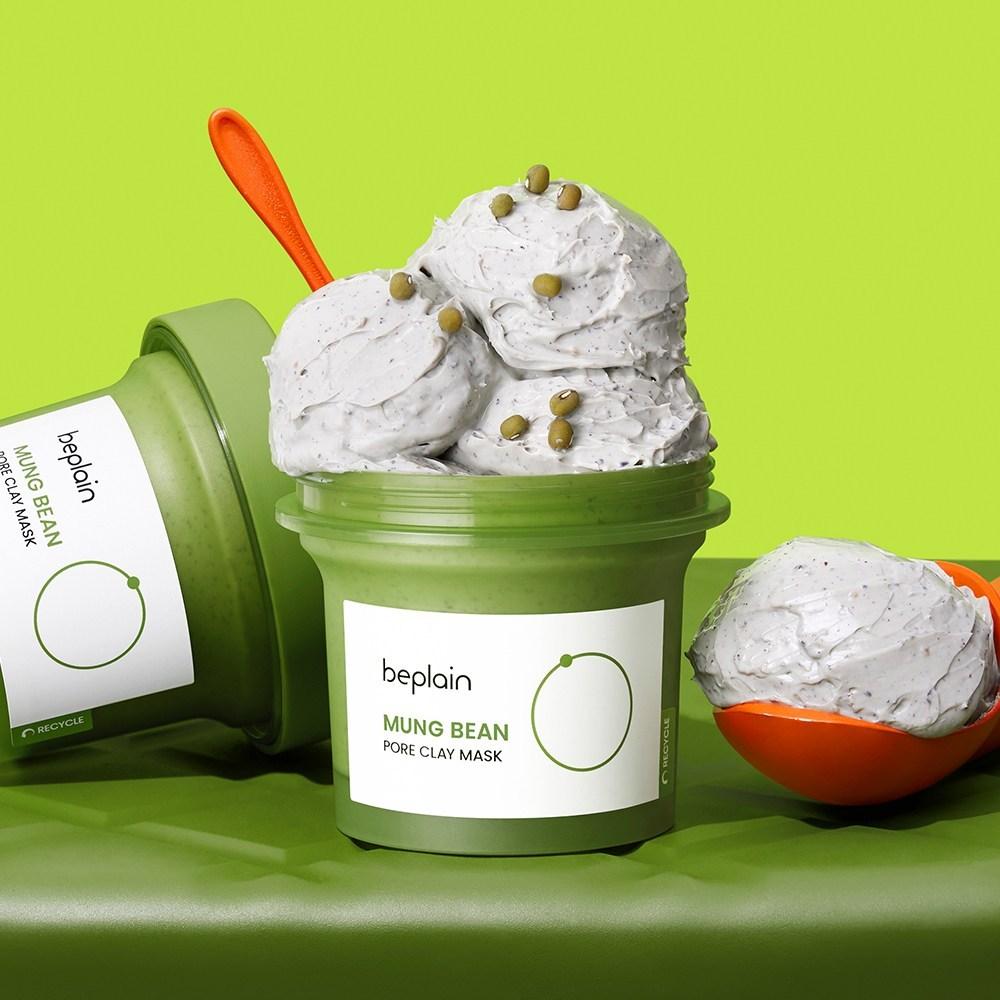 BePlain Large Capacity Mung Bean Pore Clay Pack 200ml Mung Bean Pack 3 Minute Pack Blackhead Whitehead Pore Skin Tone Skin Texture, 1 Pack