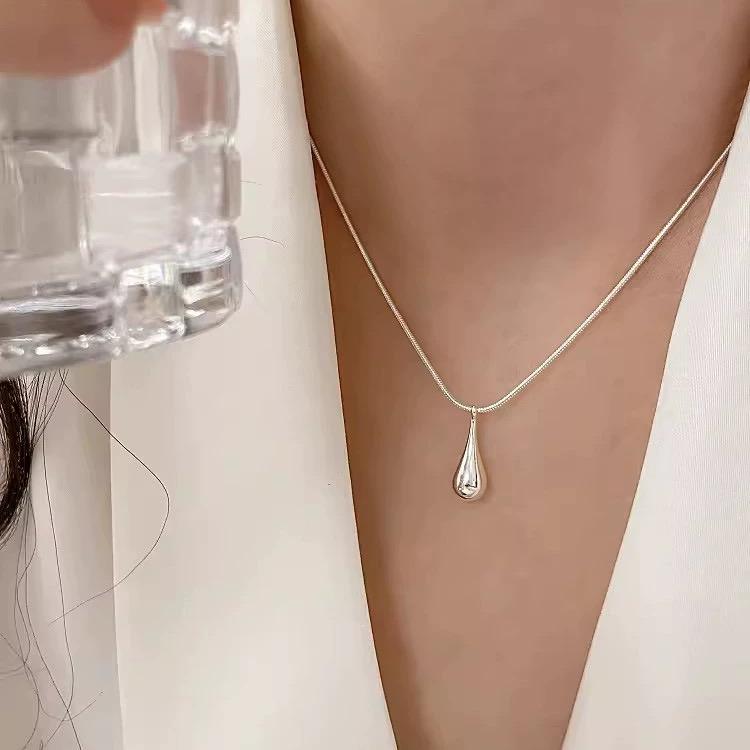 Серебряное ожерелье S925 для женщин, форма капли воды, модное минималистичное колье-подвеска, милое ожерелье-шарм, подарок на день рождения