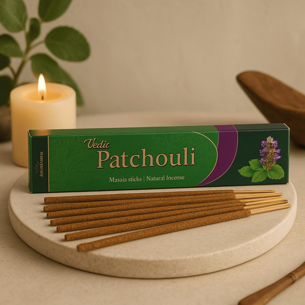 Patchouli Hand Rolled Masala Incense Sticks, 12 Sticks