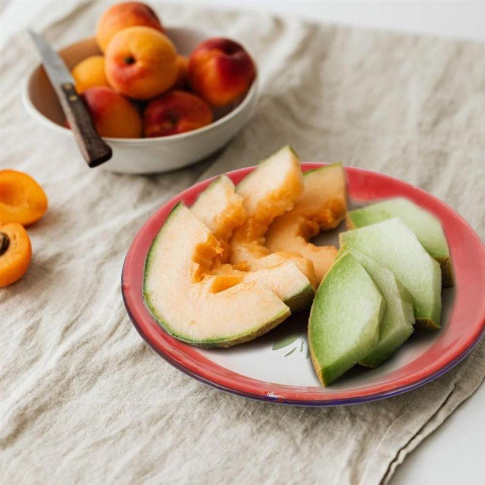 Старомодная железная эмалированная миска тарелка Ностальгическая тематика Поднос для хранения еды Круглая эмалированная тарелка Фрукты