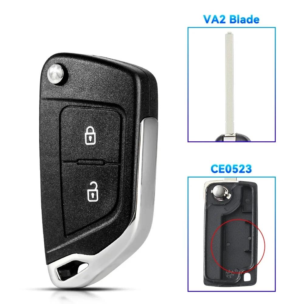 KEYYOU With Cutting Service Modified Flip Key For Peugeot 306 407 Partner For Citroen C2 C4 C5 C6 C8 Berlingo Car Key Shell Case
