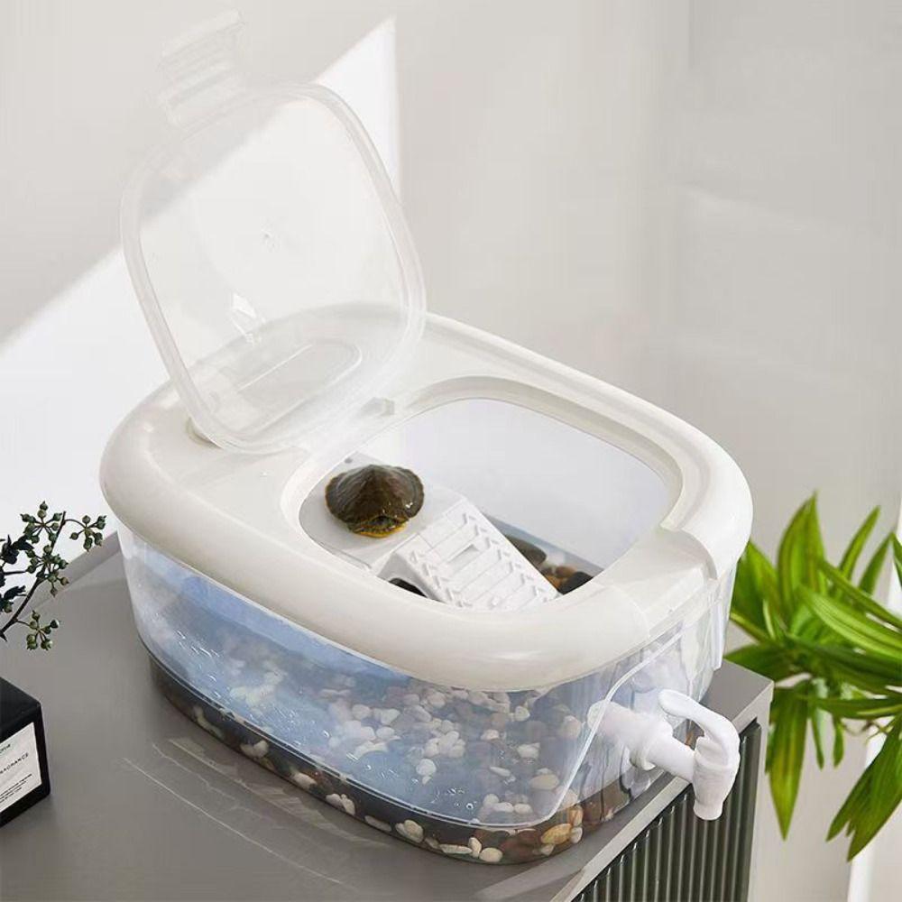 Transparent Reptile Habitat with Drain Valve Ecological Fish Tank for Turtles Snake Lizard