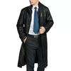 Black Men  Trench Coat Stylish Handmade Long Business Wear Soft Lambskin Leather
