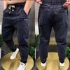 Мужские повседневные джинсы прямого кроя, эластичная талия, рабочие брюки, летние, больших размеров, свободного кроя, хлопок, стрейч-деним, молодежный тренд