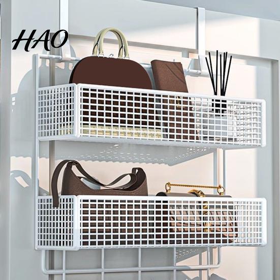 Bedroom Hanging Storage Rack Door Organizer with Hooks Sturdy Construction Mesh Hanger Hook Design Easy to Assemble Detachable Behind Basket