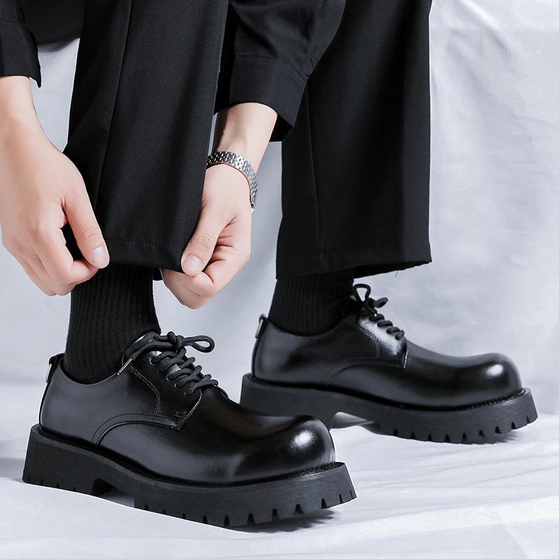 Модные мужские туфли-оксфорды класса люкс на толстой подошве, повседневные кожаные деловые туфли высокого качества, дизайнерские туфли для работы на открытом воздухе с круглым носком