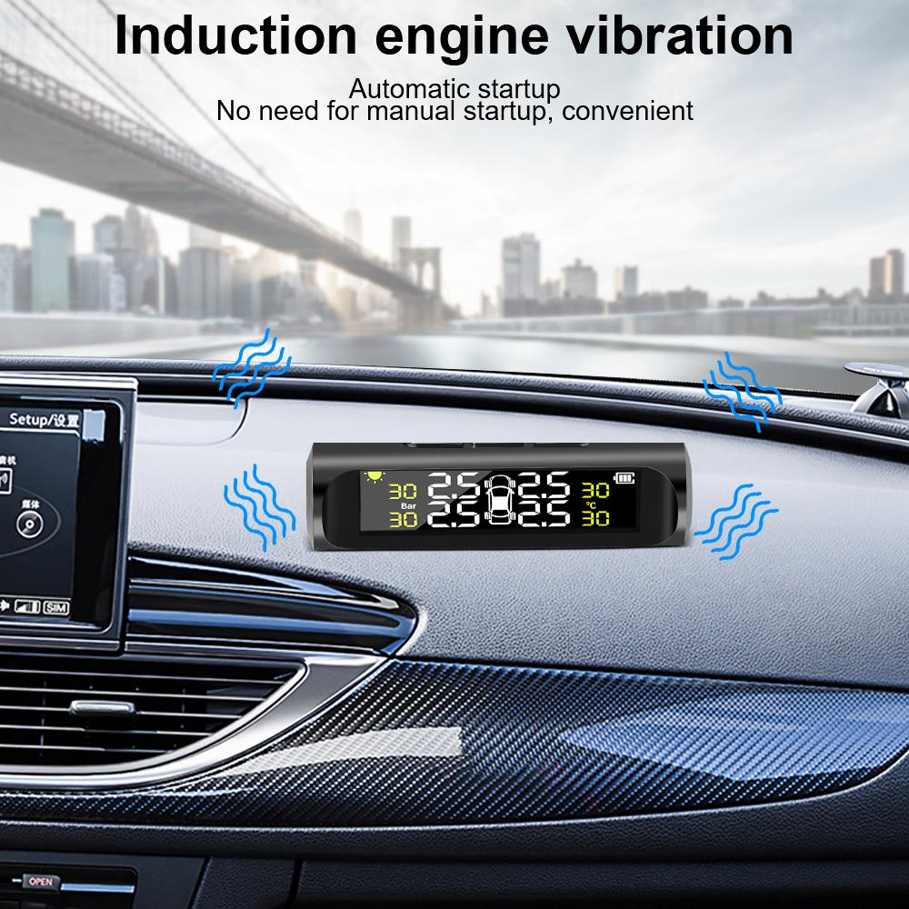 Сигнализация температуры шин Цифровой ЖК-дисплей Автомобильная TPMS с 4 внешними датчиками Система контроля давления в шинах Универсальные системы автосигнализации