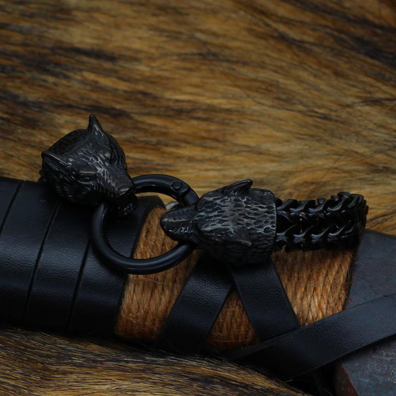 1 шт., модный черный золотой браслет из нержавеющей стали, винтажный браслет с головой волка викингов, мужской лучший подарочный браслет