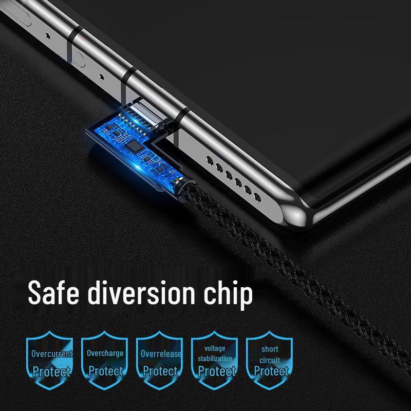 Быстрый зарядный кабель Micro USB 120 Вт с угловым разъемом для телефонов Android, Huawei, Vivo, Oppo и Meizu