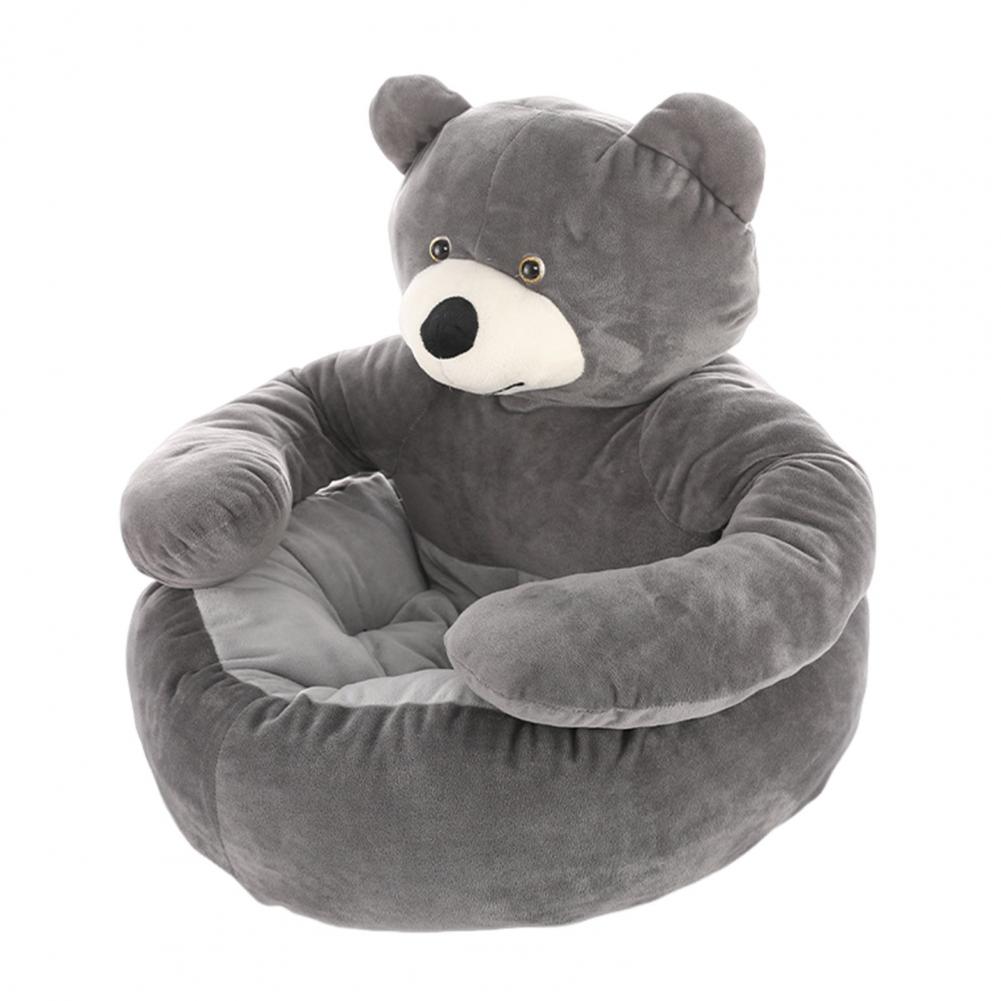 Dog Bed Plush Fabric Semi-enclosed Pet Bed Cozy Teddy Bear Dog Bed with Armrests Fluffy Plush Cat Sofa Non-slip for Pets