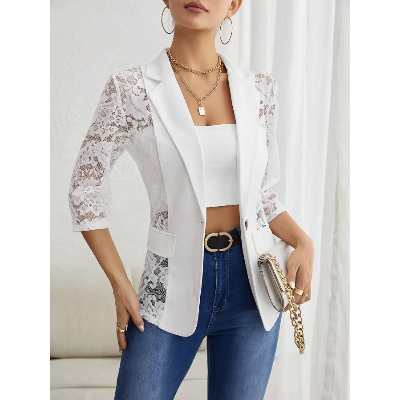 YYFS Women's Fashion Casual Solid Color Print Summer Spring 1/2 Sleeves POLO Neck Jackets & Coats