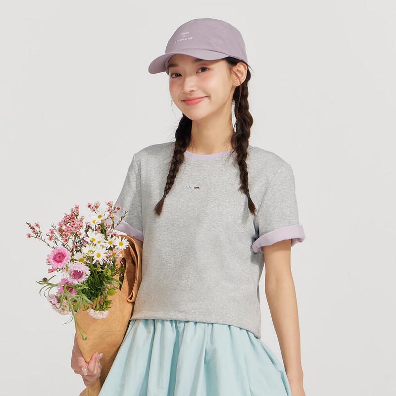 Di Sha Girls' Letter Embroidered Short-Sleeve T-Shirt