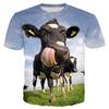Funny Cow Pattern T-Shirt For Men Cute Animal 3D Printed T Shirts Summer Breathable Loose O-Neck Unisex Tops Short Sleeve Tees