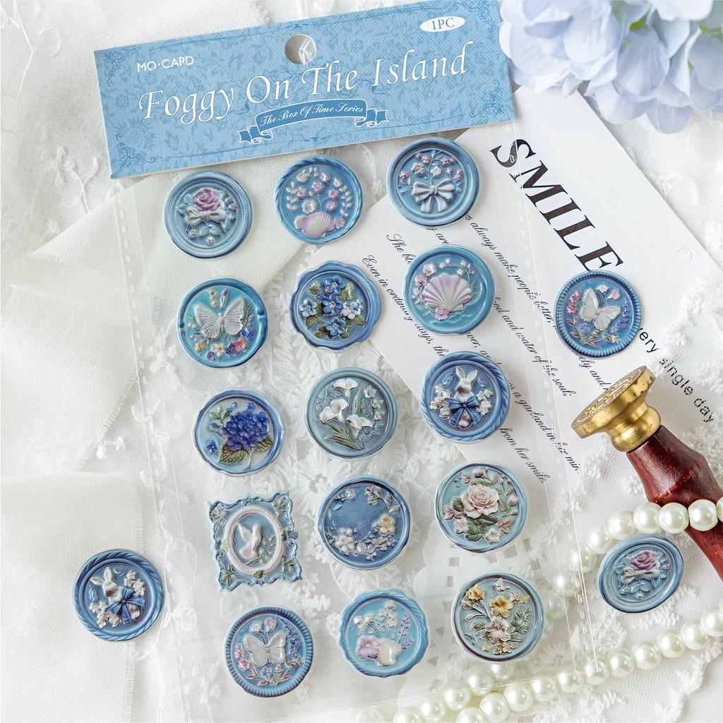 1pack/15pcs Vintage Lacquer drip adhesive stickers Decorative Hand Account Diary Album Scrapbooking accessories Craft Supplies