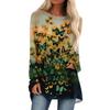 Round Neck 3D Flowers Butterflies Dragonflies Printed Top Fashionable Casual Long Sleeved Women's T-shirts