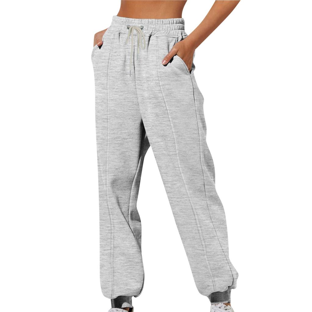 Женские однотонные повседневные утепленные свободные спортивные штаны с завязками на шнурке для отдыха, длинные брюки