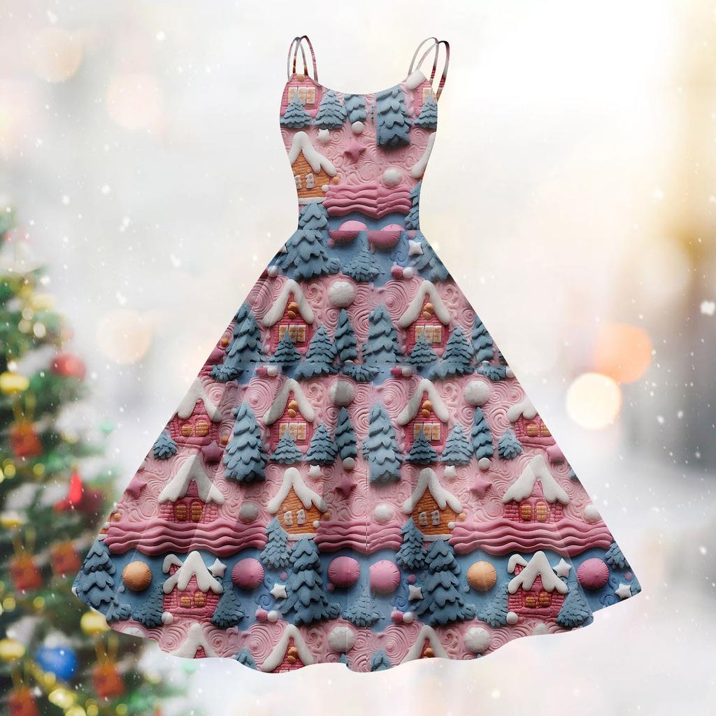 Женское модное сексуальное коктейльное платье без бретелек с рождественским принтом в стиле панк, винтажное платье.