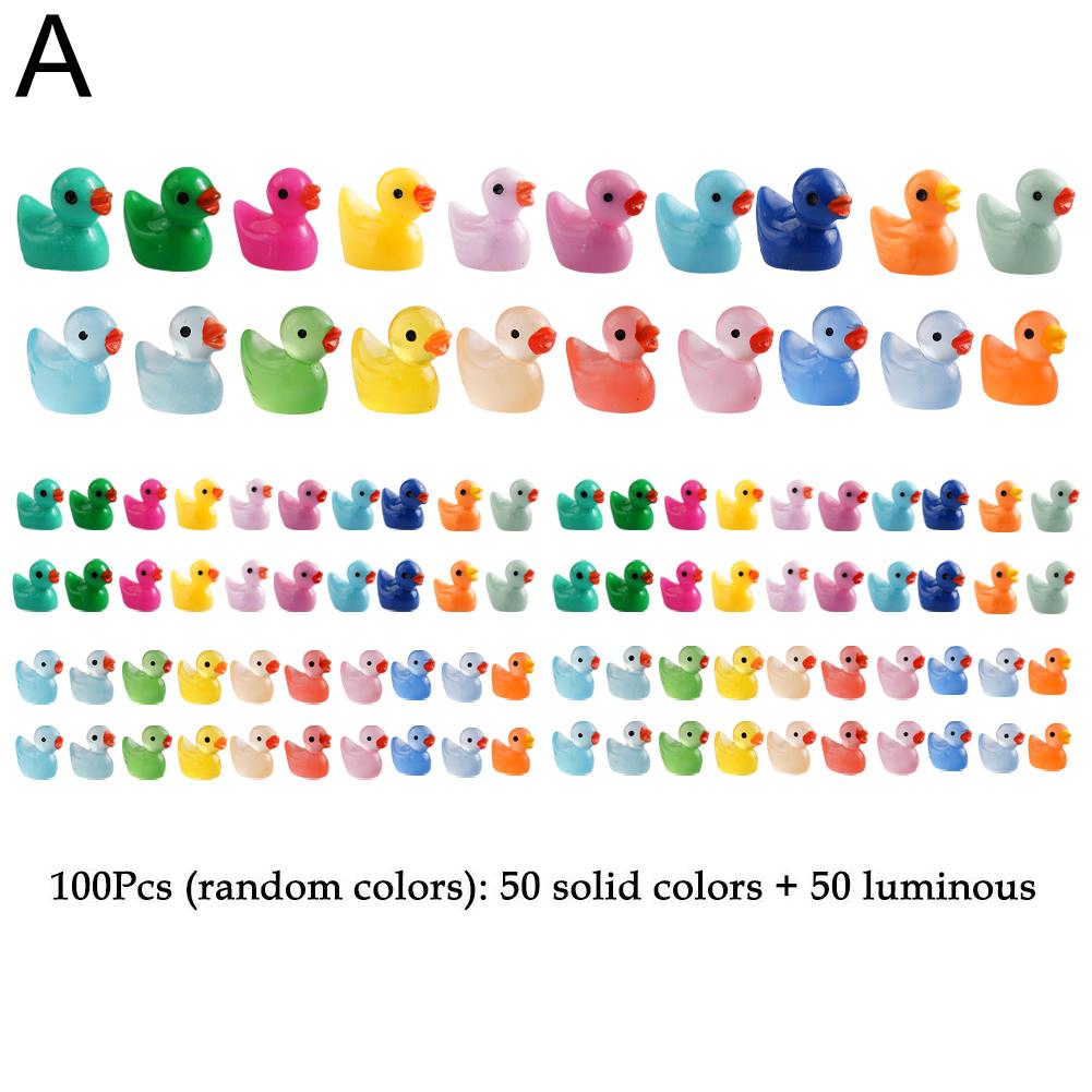 Mini Resin Duck Figurine Luminous Outdoor Patio Lawn Yard Garden Landscape Decoration Accessories 100/200/300pcs