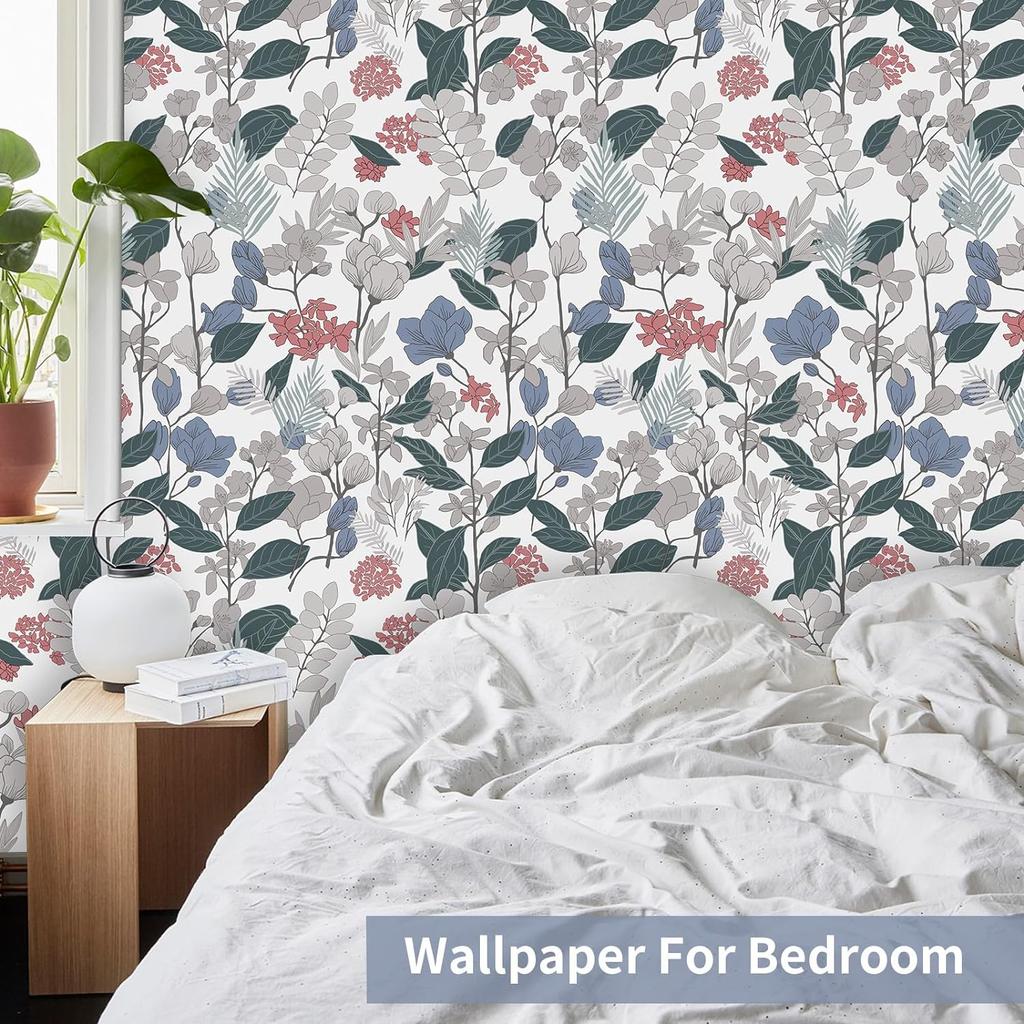 Цветочный Лист Самоклеящиеся Обои Винтажные Самоклеящиеся Съемные Контактные Обои для Декора Стен Спальни Дизайн с Цветами