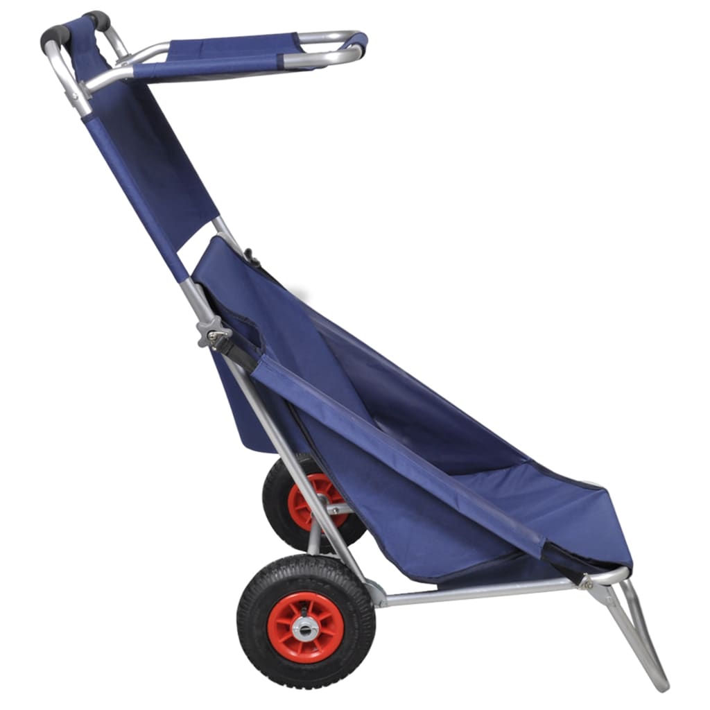 Beach Trolley with Wheels Portable and Foldable Blue
