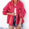 Women Fashion Ripped Denim Jacket Turn Down Collar Long Sleeve Tops Single Breasted Tassels Coat Loose Shirts & Blouses Outwear