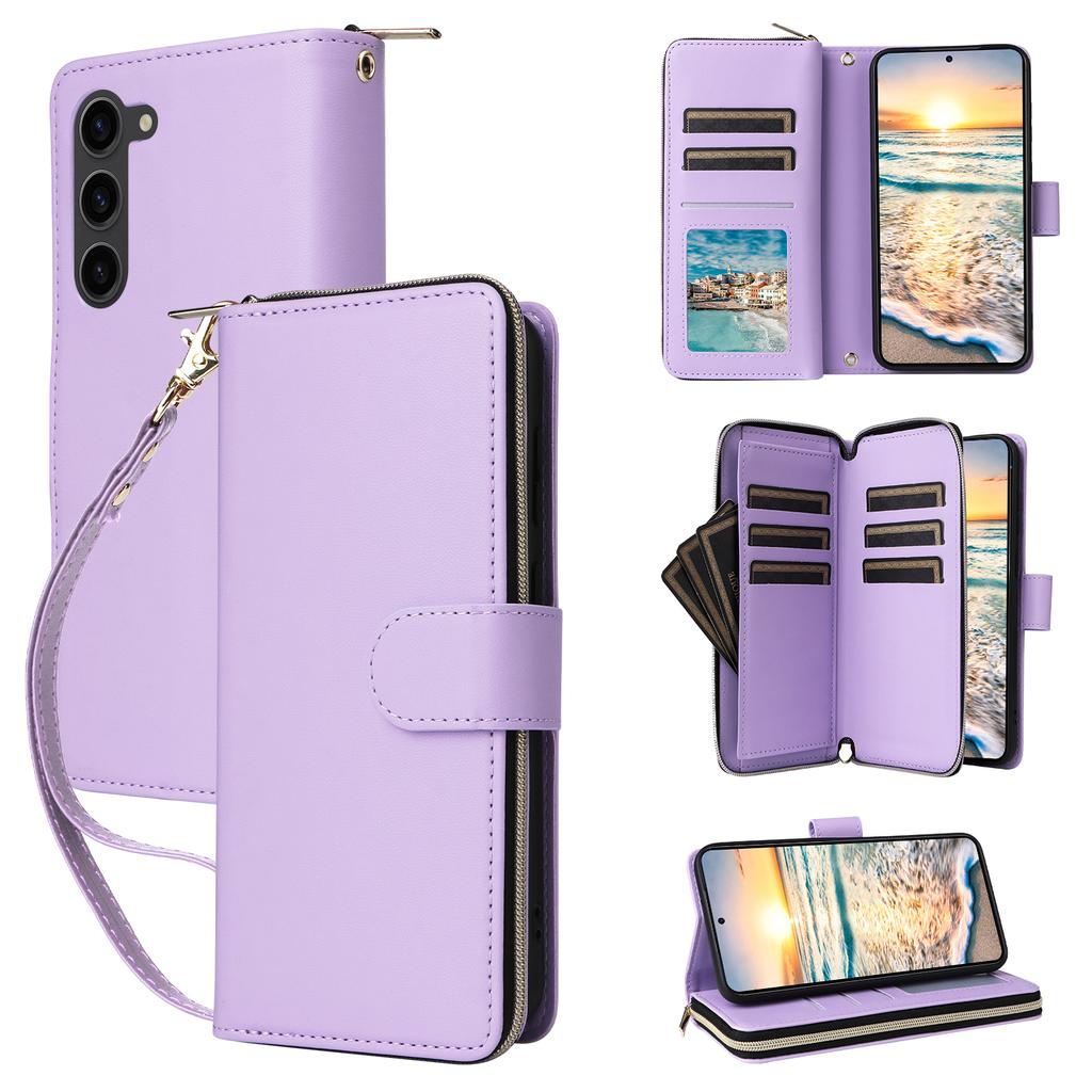 R20 For Samsung Galaxy S23 Leather Case Zipper Wallet Folio Flip Phone Cover