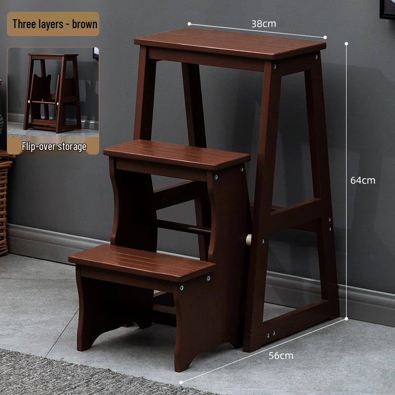 Solid Wood Folding Ladder Chair: Dual-Use Indoor Step Stool and Multifunctional Staircase.