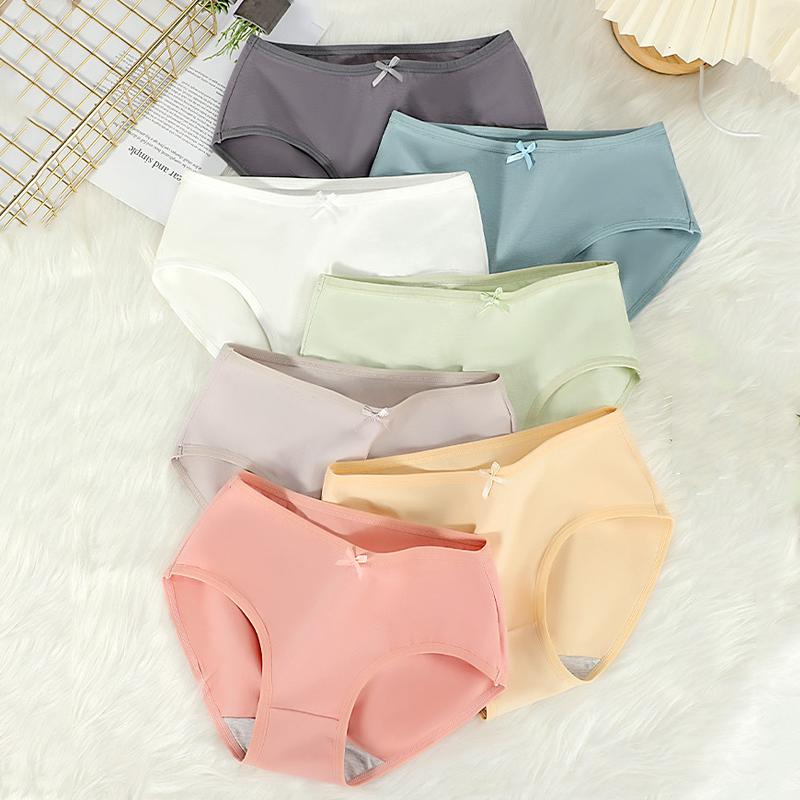 7Pcs Women Panties Breathable Cotton Underwear Seamless Ladies Low Waist Lingeries Cute Bow Briefs