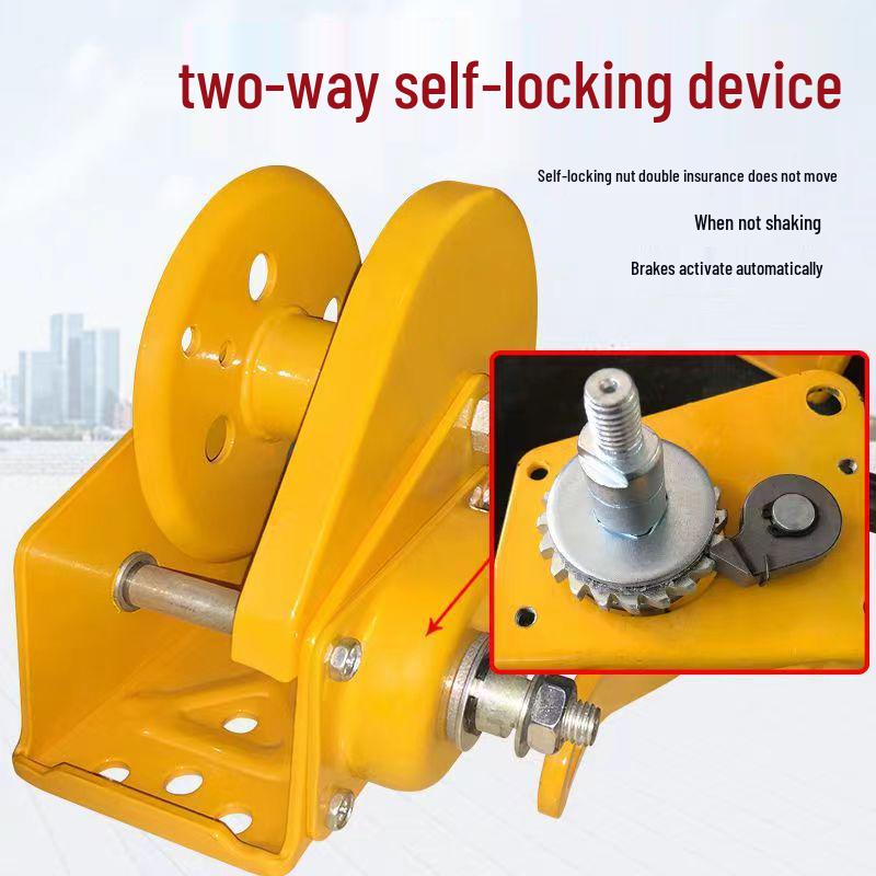 Ручная лебедка с двусторонним самоблокирующимся механизмом: Компактная ручная лебедка и переносной кран