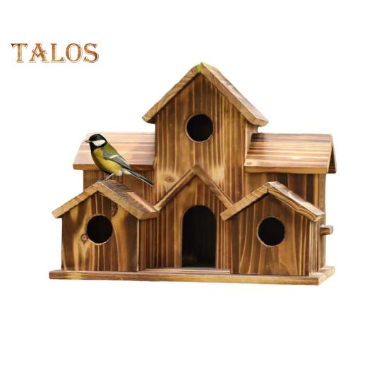 Домики для птиц для улицы, деревянное гнездо колибри, кормушка для птиц, большой скворечник для улицы с 6 комнатами для декора садового дворика