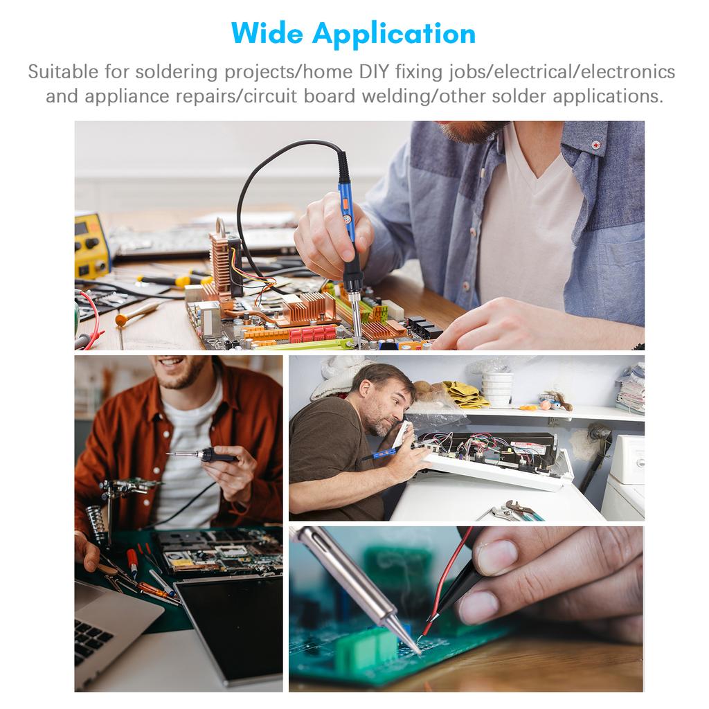 Portable Soldering Iron Kit 60W Adjustable Temperature Electric Soldering Iron Pen 15pcs Solder Kit Welding Tool