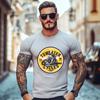 2024 Summer New American Retro Short Sleeve O-neck Motorcyce Printed T-shirt Men's Simple  Washed Casual Youth Tees