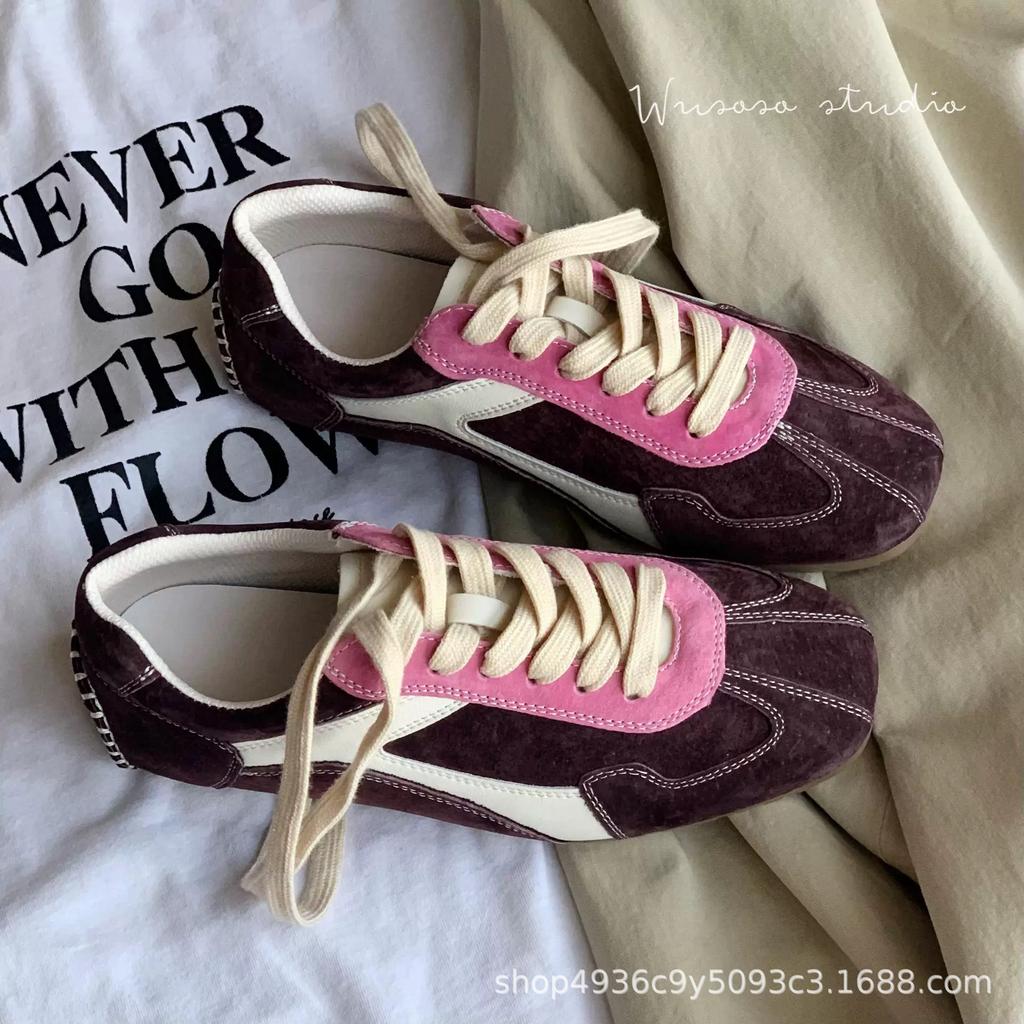 Ретро немецкие тренировочные туфли женские туфли 2025 весна и осень мягкая кожа универсальные повседневные туфли спортивная обувь на плоской подошве кроссовки Форреста Гампа тренд