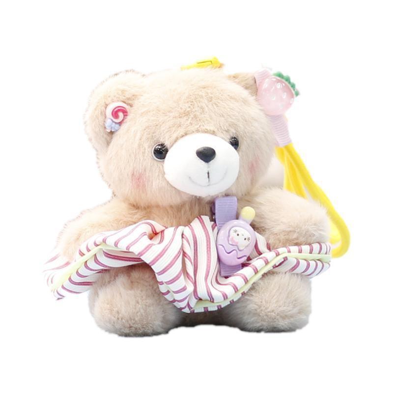 Cute Bear Teddy Plush Stuffed Animal With Pp Cotton Fill Keychain Gift For Girls