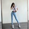 WTEMPO Women's Jeans High Waist Stretch Skinny Denim Trousers Streetwear Blue Vintage Washed Elastic Slim Pencil Pants Oversize