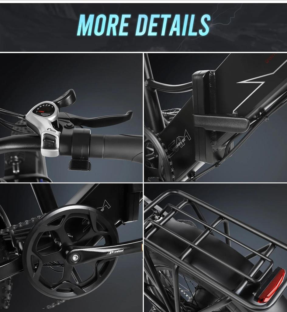 SAMEBIKE LOTDM200-II Folding Electric Bicycle for Adults 20 x 4.0 inch Fat Tire Mountain E-bike With 48V 13Ah Removable Battery