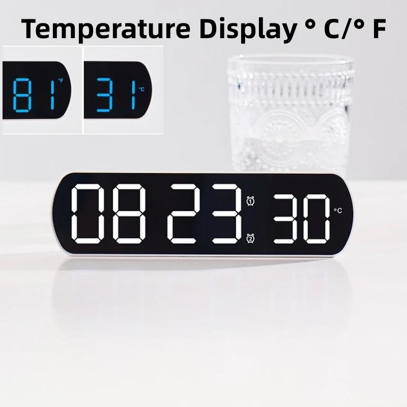 Voice Control Digital Alarm Clock with Temperature Display, Dual Alarm, Night Mode, 12/24H LED Desk Clock for Bedroom Office