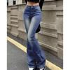 VIONA Women Flare Stretch Moustache Jeans Fashion Skinny Bell Bottom High Waist Gray Denim Pants Lady Classic Y2K Punk Long Trousers