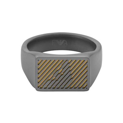 Мужское двухцветное кольцо-печатка из нержавеющей стали Emporio Armani, EGS3242060