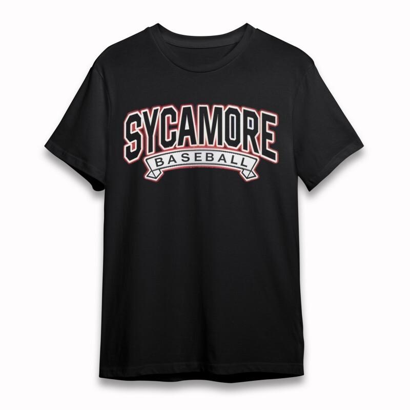 Женская оверсайз футболка с графикой SYCAMORE BASEBALL Унисекс Черная хлопковая футболка