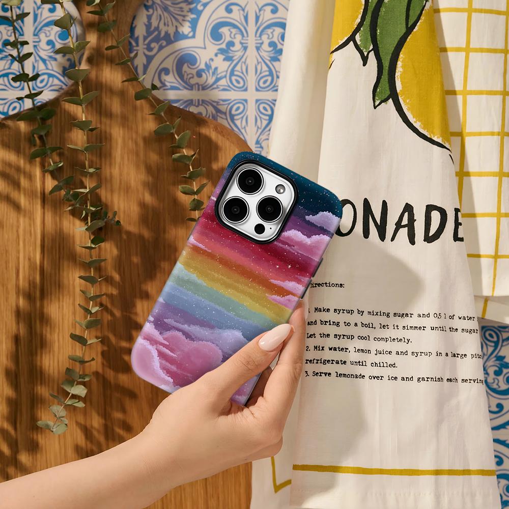 Пастельный чехол для телефона со звездным небом и облаками для IPhone 17AIR 16E 16 15 14 13 12 11 17 Pro Max Plus Двухслойная задняя крышка