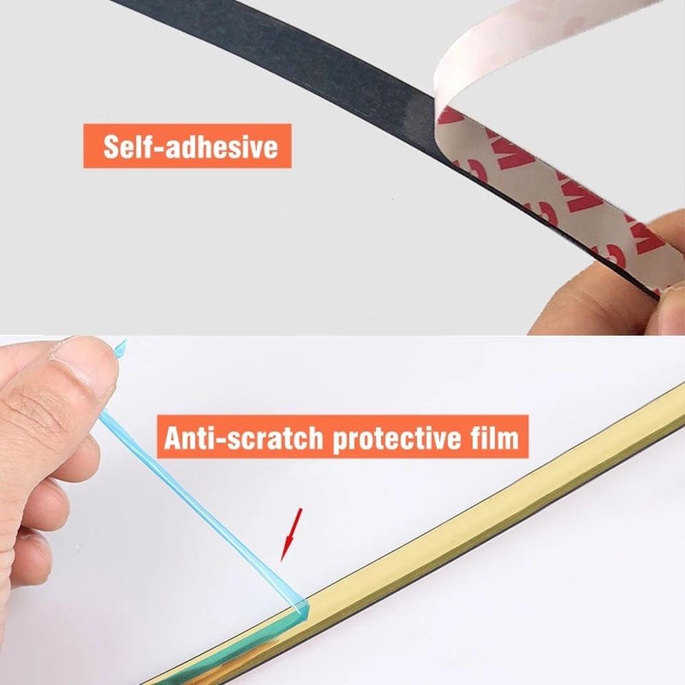 5M Gold Tape Mirror Wall Sticker PVC Tile Gap Tape For Ceiling Background Wall Decor Line Decal Furniture Edge Banding Strip